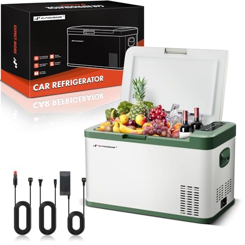 A-Premium Portable Fridge Refrigerator, -4℉-68℉ Portable Freezer Fast Cooling with 12/24V DC & 110/240V AC for Camping RV Roadtrips Truck Outdoor and Home Use