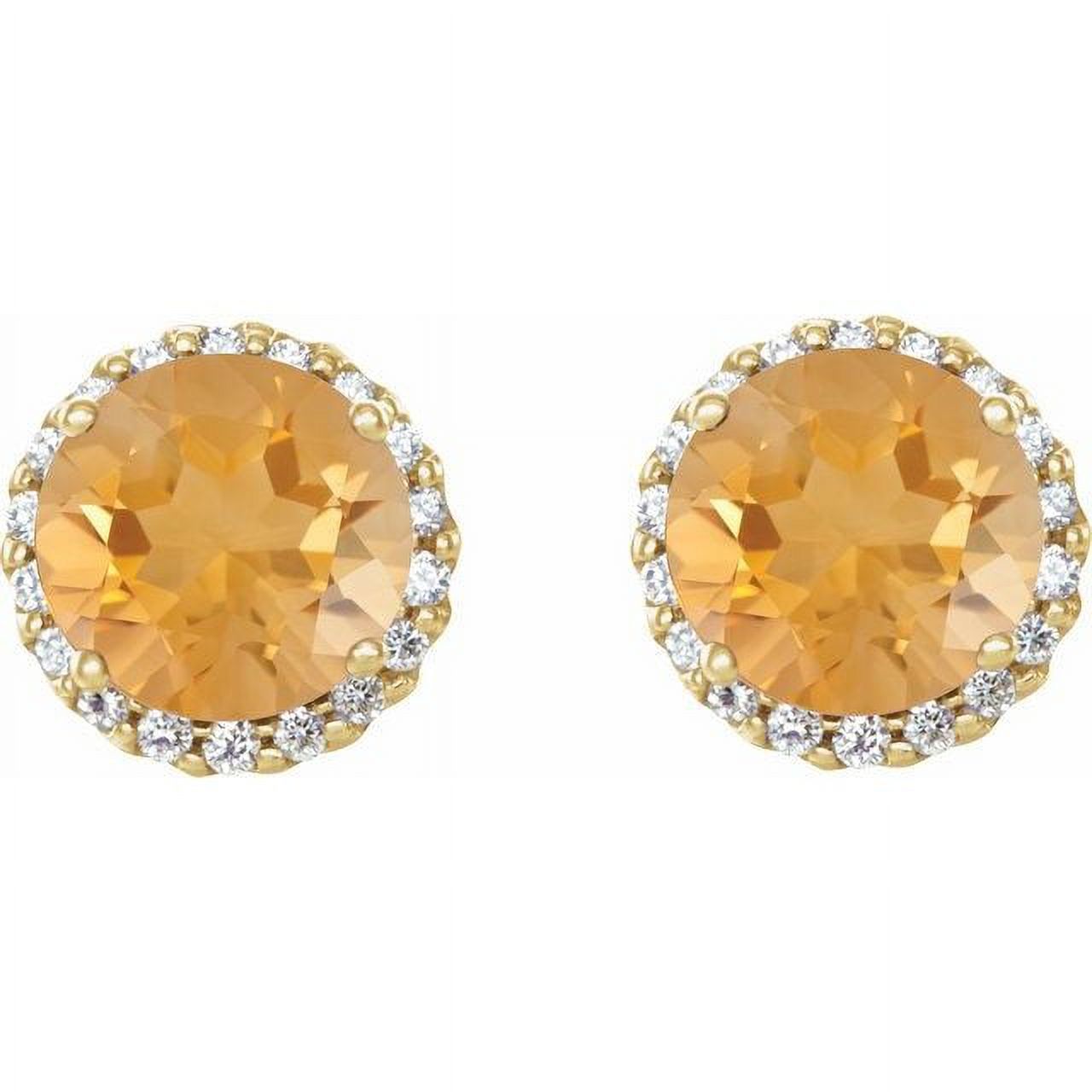 14K Yellow 6 mm Natural Citrine & 1/8 CTW Natural Diamond Earrings 86509:251:P