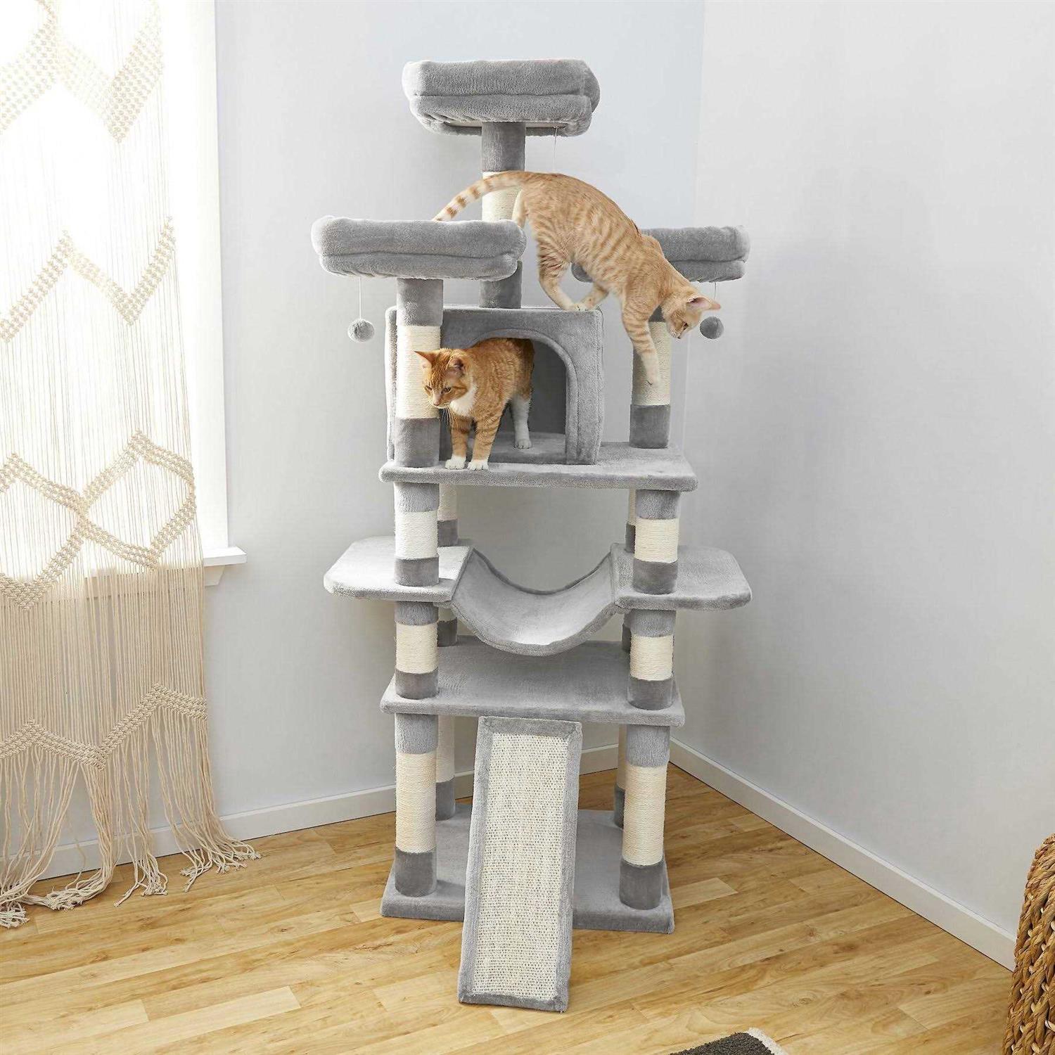 Frisco 68-in Faux Fur Cat Tree Condo - Pet Supplies online store