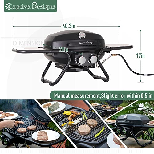 Captiva Designs 4-Burner Propane Gas BBQ Grill with Side Burner & Porcelain-Enameled Cast Iron Grates, 42,000 BTU Output Barbeque Grill for Outdoor Cooking Kitchen and Patio Backyard Barbecue, Golden