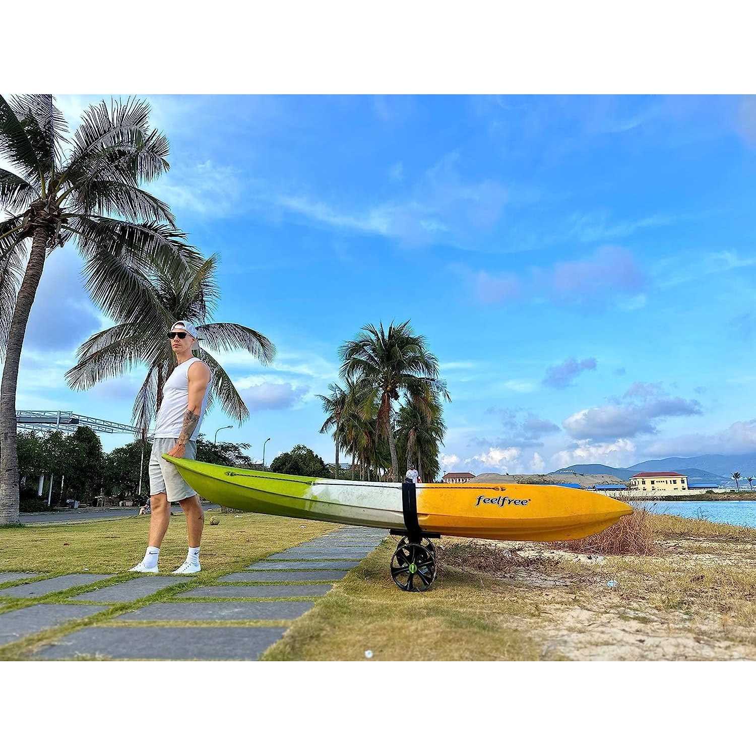 Ulticor Kayak Cart, Puncture-Free Wheels Assembles and Disassembles Within Seconds – Easy to Store – No Tools Required – All-Terrain Durable Kayak