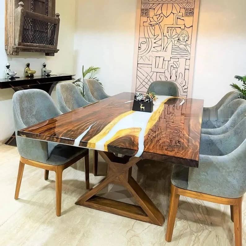 Personalized Large EPOXY Table, Resin Dining Table for 2, 4, 6, 8 River Dining Table Top, Wood Epoxy Coffee Table Top (without Stand, 36 x 24inches)