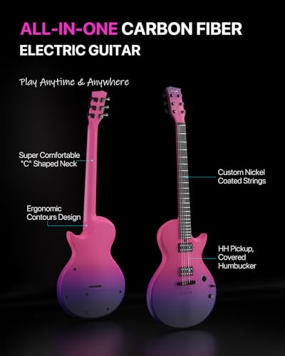 Enya Electric Guitar Inspire 39" Smart Electric Carbon Fiber Guitarra with 15W Wireless Speaker, 20 Distinct Tones, Onboard Presets, Charging Cable, Adjusting Wrench, and Gig Bag