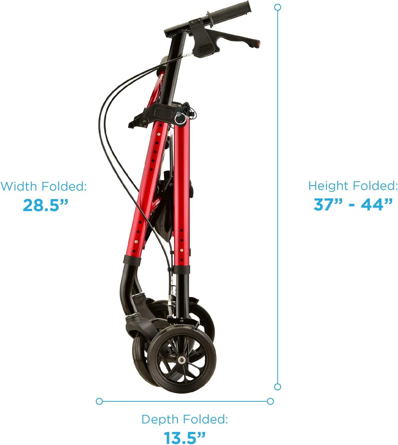 NOVA Medical Products Star 8 DX Heavy Duty Extra-Wide Rollator, 450 lb. Weight Capacity, Red
