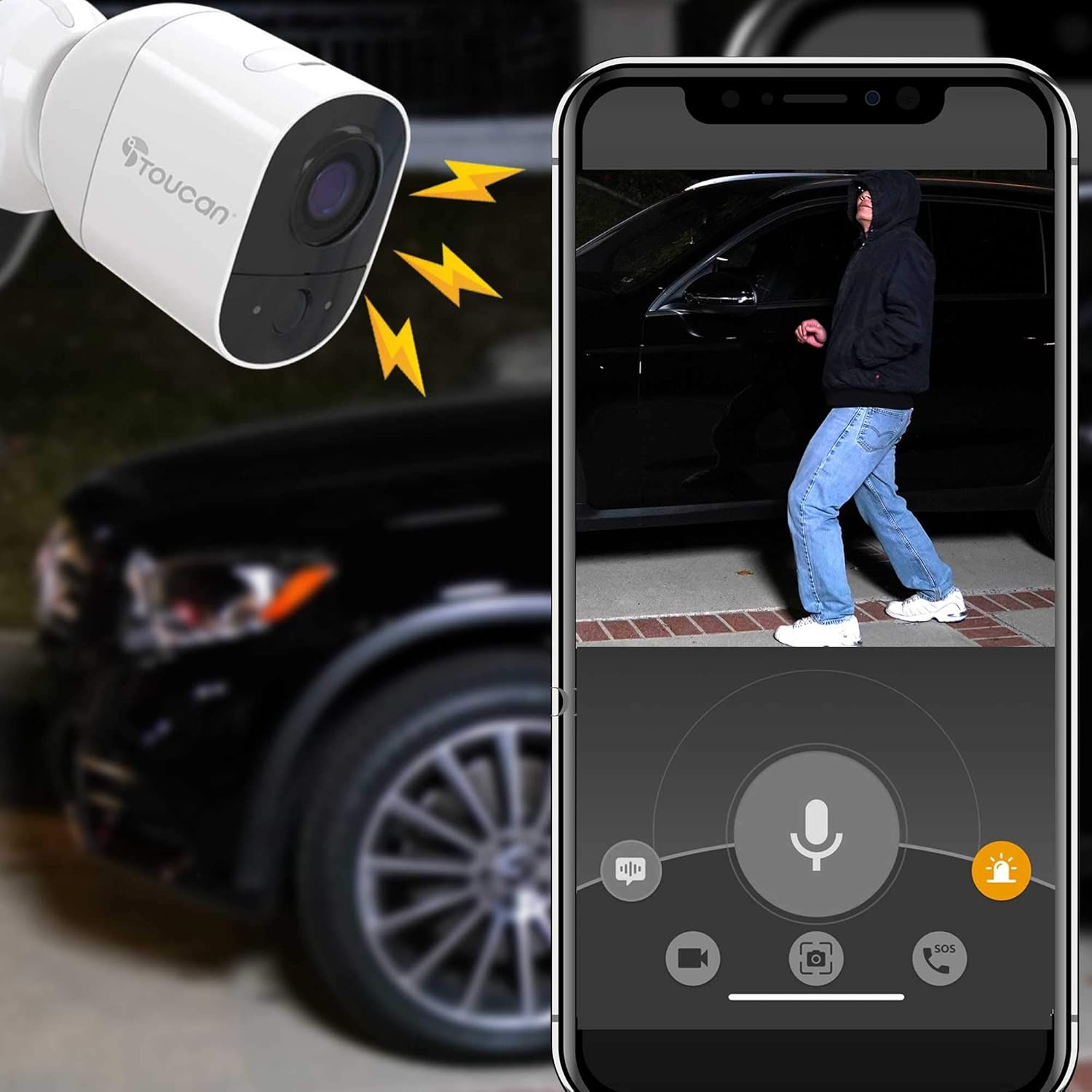 TOUCAN Wireless Indoor/Outdoor Battery Powered Security Camera, Weatherproof, Night Vision, AI Motion Detection, 2-Way Audio, Works with Alexa & Google Home, 1080P, No Subscription Required, 3 Pack