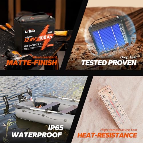 LiTime 12V 100Ah LiFePO4 Battery BCI Group 31 Lithium Battery Built-in 100A BMS, Up to 15000 Deep Cycles, Perfect for RV, Marine, Home Energy Storage