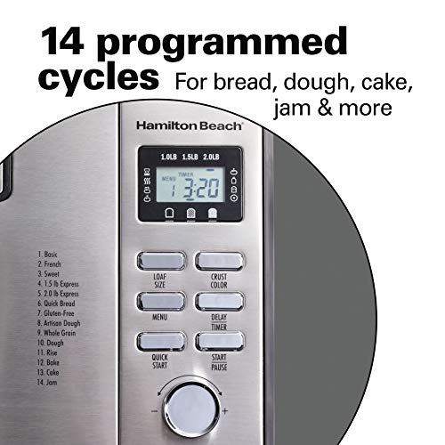 Hamilton Beach Premium Dough & Bread Maker Machine with Auto Fruit and Nut Dispenser