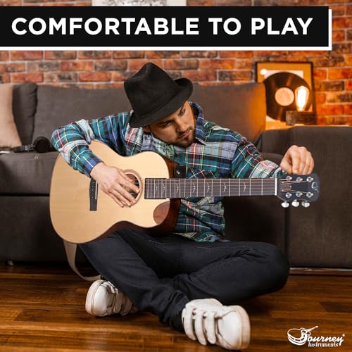 Solid Sitka Travel Guitar – PJ410N Traveling Acoustic Guitar with Collapsible Patented System – Portable Backpack Case (African Mahogany)