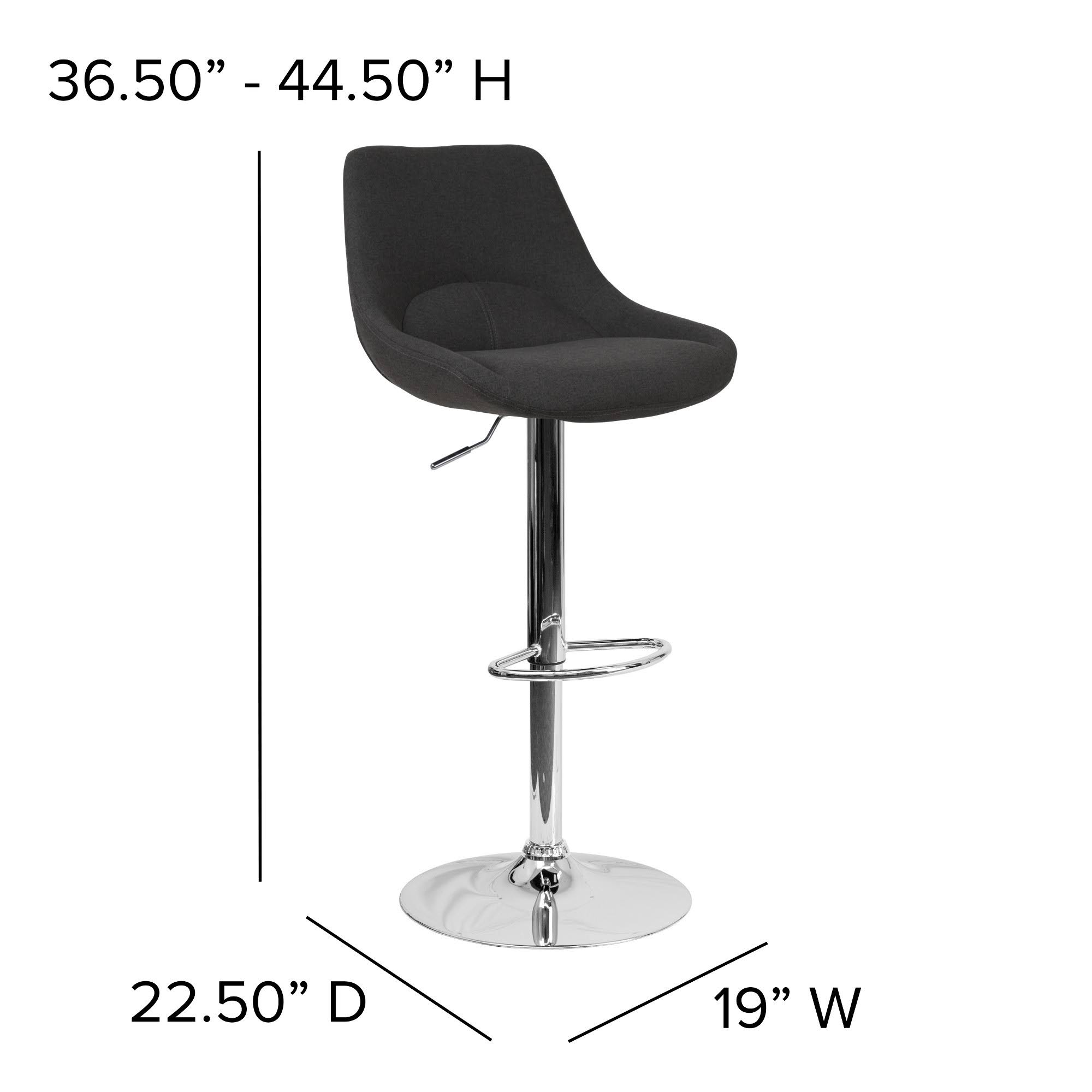 Flash Furniture Contemporary Black Fabric Adjustable Height Barstool with Chrome