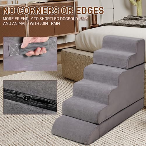 30-36 inches High Foam Dog Stairs & Steps for High Beds Tall, LitaiL 30inch 6 Tier Pet Stairs/Steps for High Beds Large Dogs, Non-Slip Dog Ramps for Small Dogs, for Older Dogs/Cats Injured