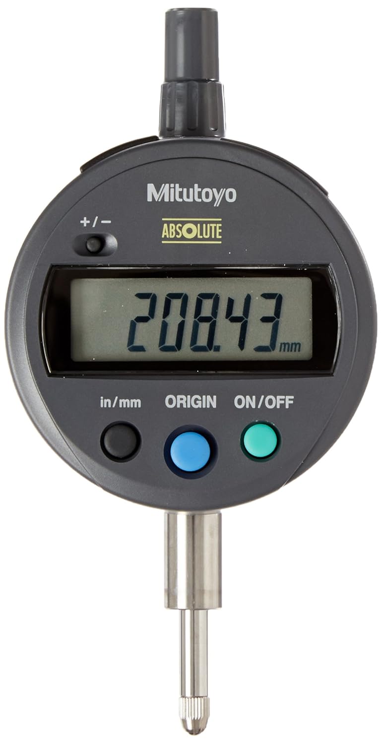 Mitutoyo 543-783B Absolute Digimatic Indicator, ID-S-Type, Flat Back, #4-48 UNF Thread, 3/8 Stem Dia., 0-0.5 Range, 0.0005 Resolution, +/-0.0008 Accuracy, Meets IP42 Specifications
