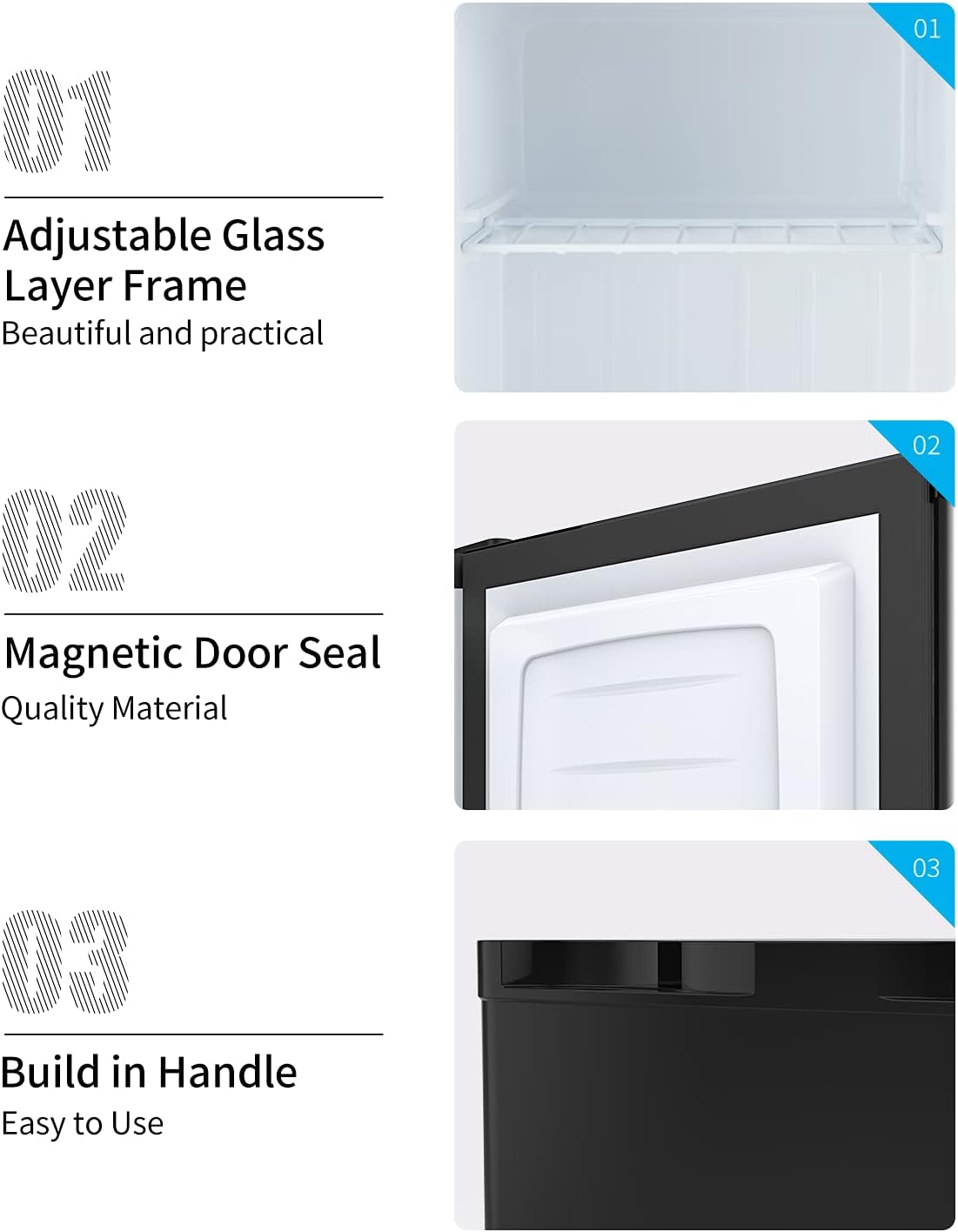 1.1 Cubic Feet Mini Freezer Countertop, Single Door Compact Upright Freezer with Reversible Door, Removable Shelves, Small freezer for Home/Dorms/Apartment/Office(Black)