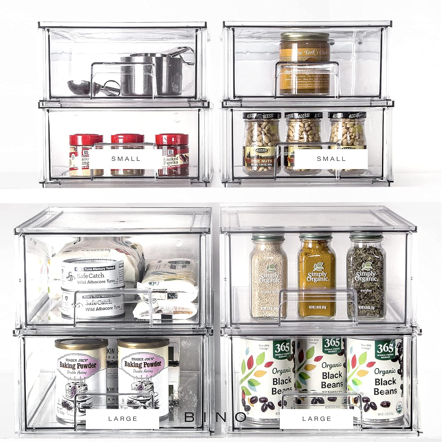 BINO | Stackable Plastic Storage Drawers, Small | THE CRATE COLLECTION | Multi-Use Storage Bins with Drawers | BPA-Free | Pantry Organization | Home Organization | Fridge Organizer | Freezer Organizer