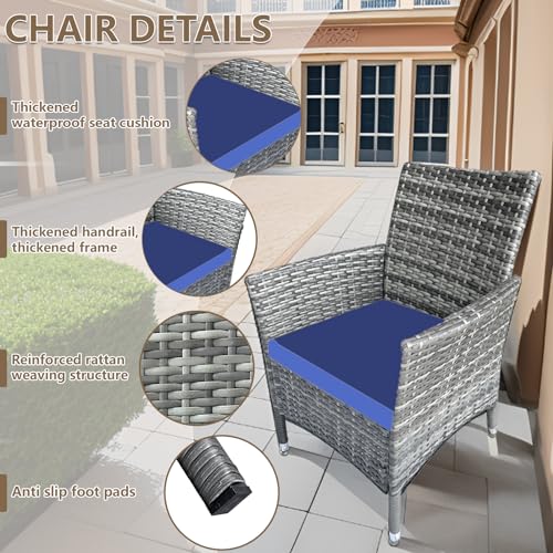 4 piece patio furniture set, Rattan Patio Furniture，Outdoor Wicker Conversation Set with Thick Cushion for Garden, Yard, Porch，Lawn Balcony or Backyard (Dark Coffee Rattan Beige Cushion)