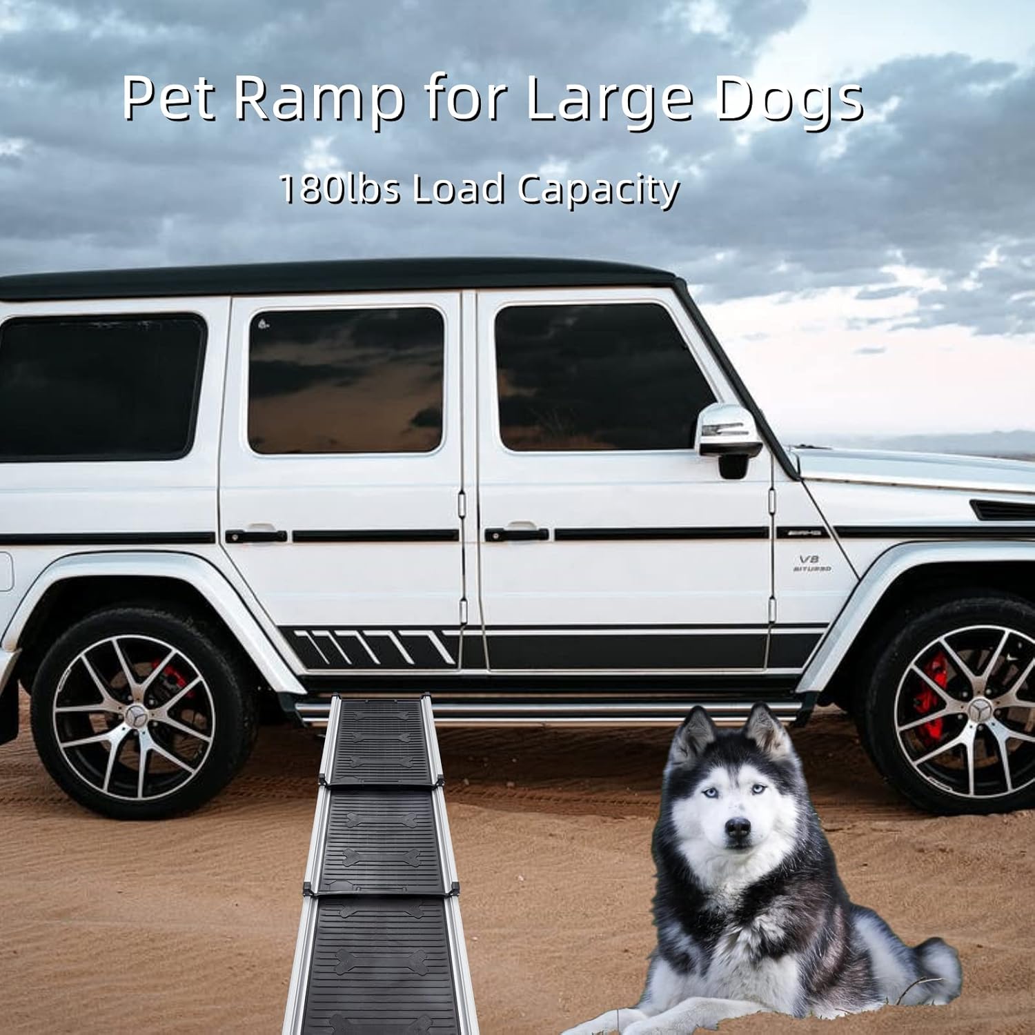 Dog Ramp, 64"x16" Lightweight Pet Ramp, Collapsed Portable Car Ramps for Small, Medium, Large Dogs, Holds up to 185lbs, Available for Bed, Car, Truck, SUV, Anti-Resistant with Rubber Feet