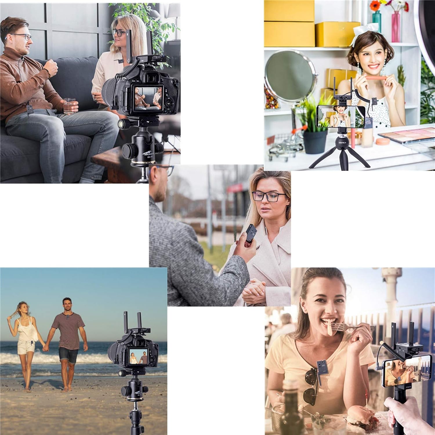 Comica BoomX-U U2 48 Channels Mini UHF Wireless Lavalier Microphone with 2 Transmitter and 1 Receiver Broadcasting-Level Dual-Channel UHF Wireless Mic System for DSLR Camera, Smartphones