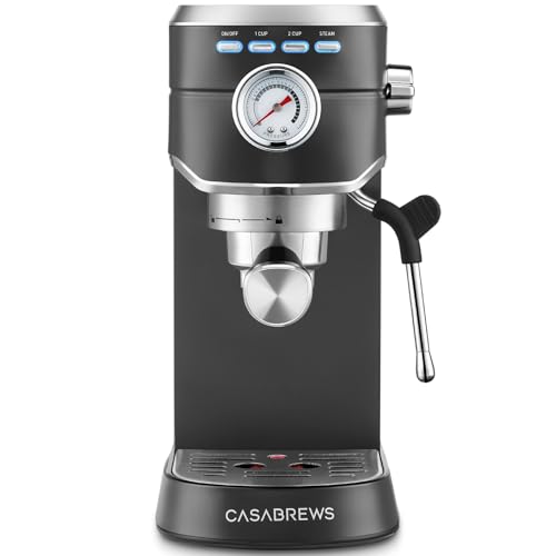 CASABREWS CM5418 Espresso Machine 20 Bar, Compact Espresso Maker with Steam Milk Frother, Stainless Steel Coffee Machine with 34oz Removable Water Tank for Cappuccino, Latte, Silver
