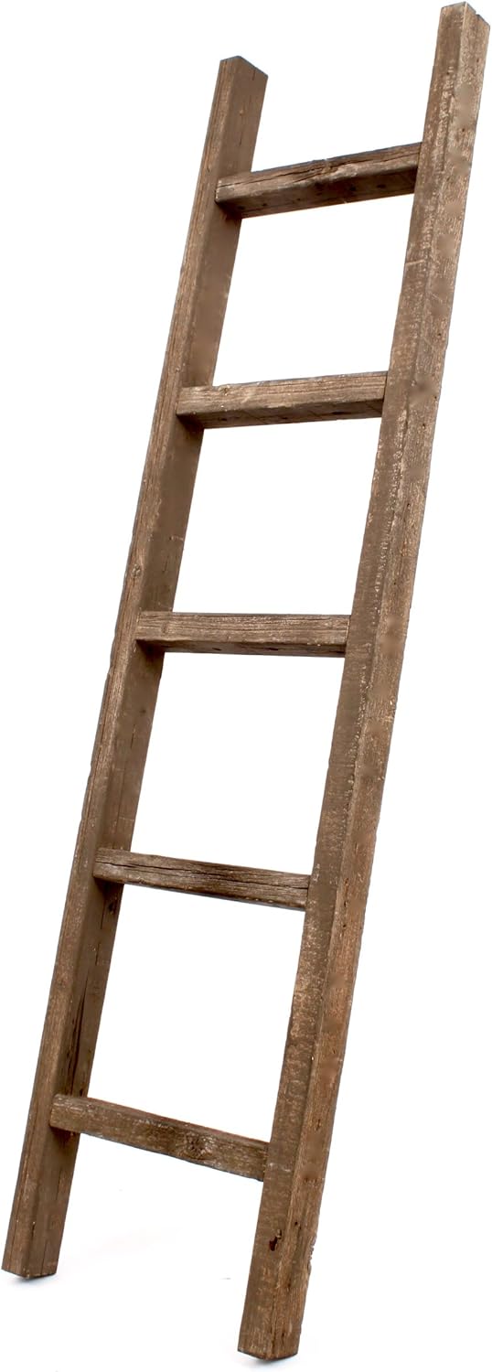 BarnwoodUSA Rustic Farmhouse Decorative Ladder - Our 6ft 2x3 Ladder can be Mounted Horizontally or Vertically | Crafted from 100% Recycled and Reclaimed Wood | No Assembly Required | Weathered Gray