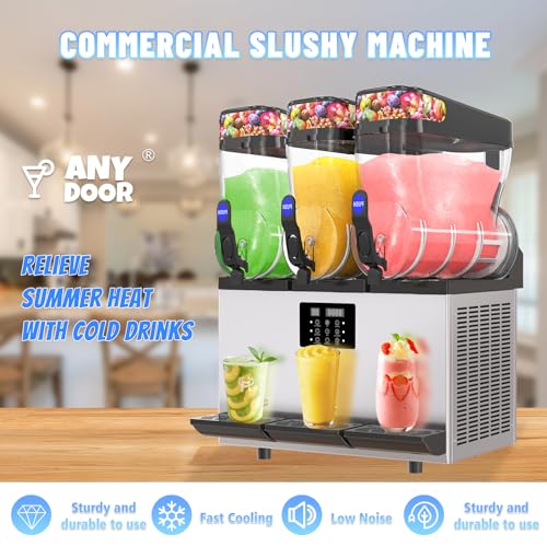 AnyDoor Commercial Slushie Machine - Commercial 110V Slushy Maker Machine 304 Stainless Steel Margarita Machine Efficient Cooling The Ideal Slush Machine for Bars Cafes Restaurants