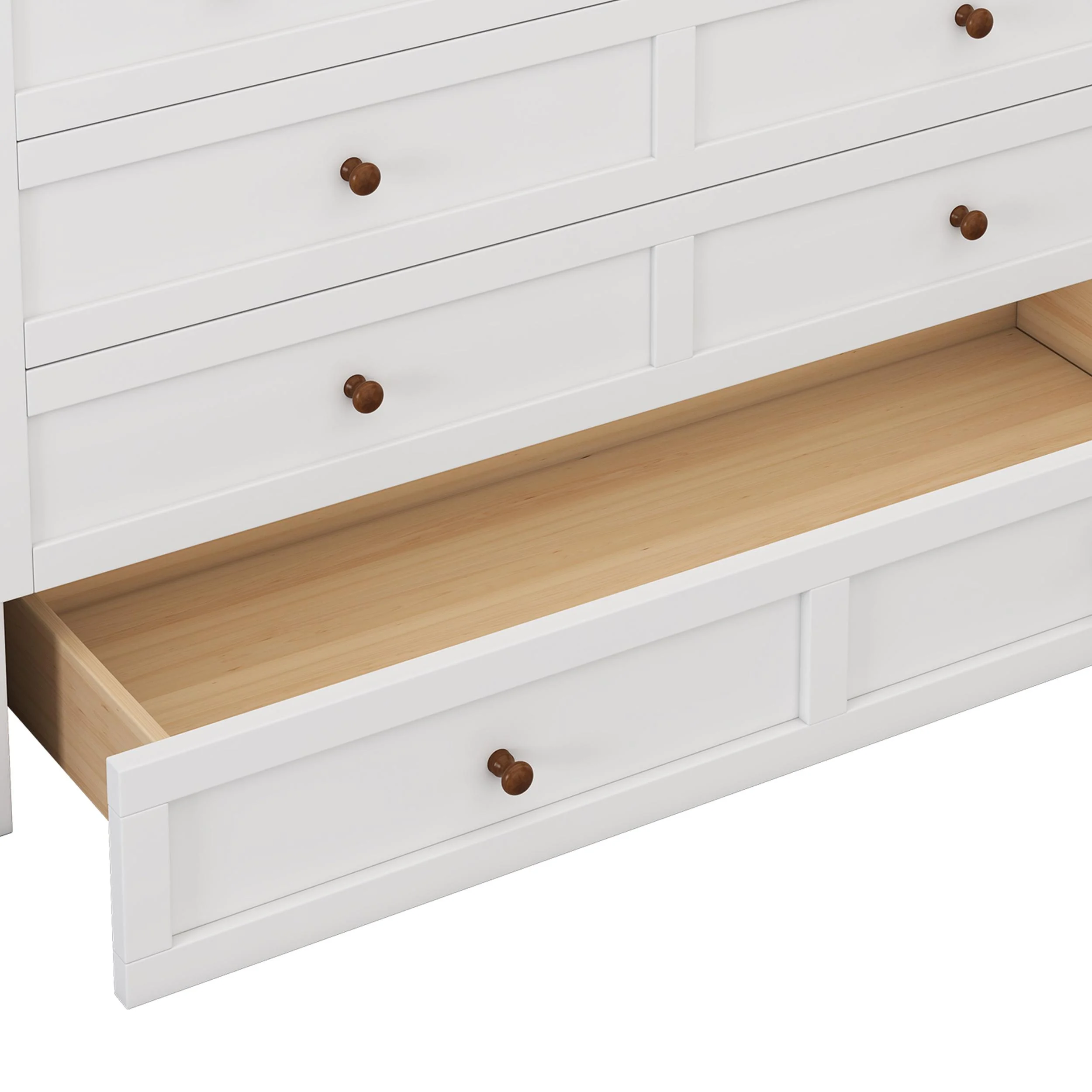 Bellemave Murphy Bed Queen with Storage Drawer, Solid Wood Queen Size Murphy Bed Cabinet with Charging Station, Easy Fold Modern Murphy Beds for Guest Room Home Office (White+Walnut)