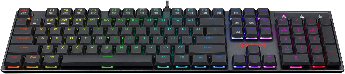 Redragon K535 Wireless, Bluetooth Mechanical Gaming Keyboard, RGB Backlit with Low Profile Blue Switches for Windows Gaming PC Pack of 2