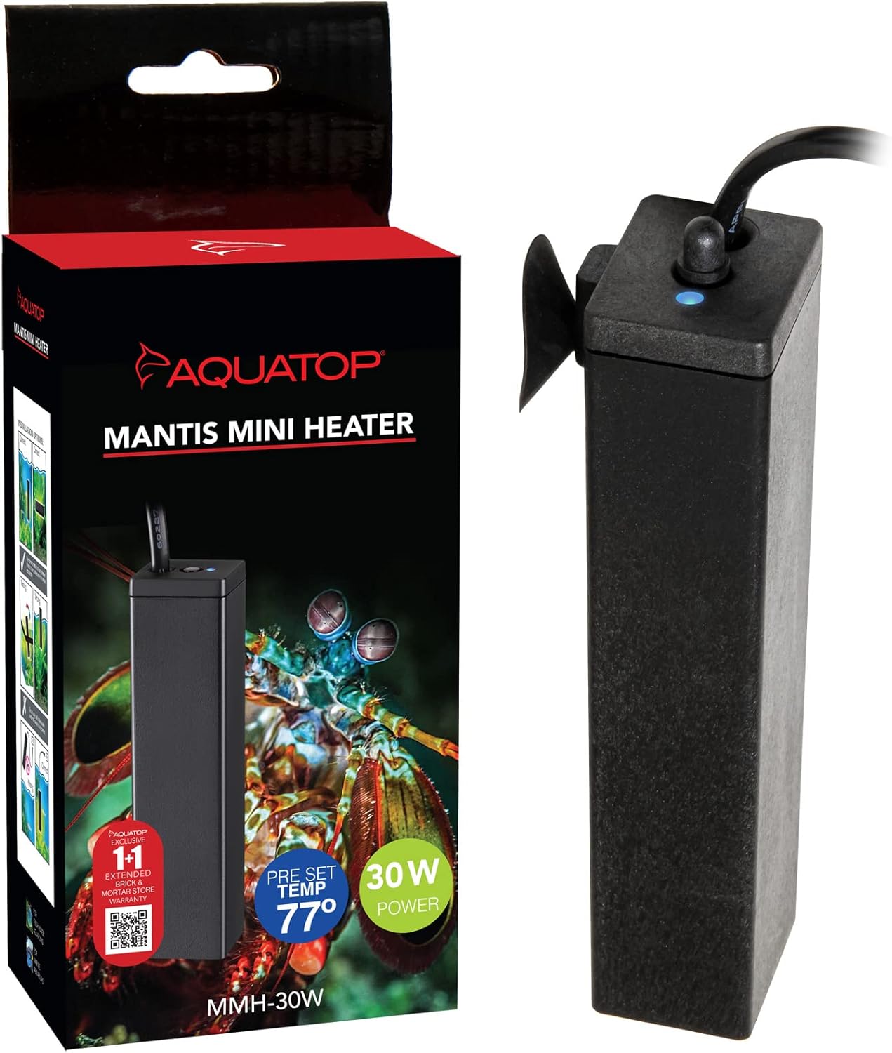 Aquatop Veritcal Bowfront 8 Gallon Glass Aquarium w/Filtration Cartridges & Mini Fish Tank Heater