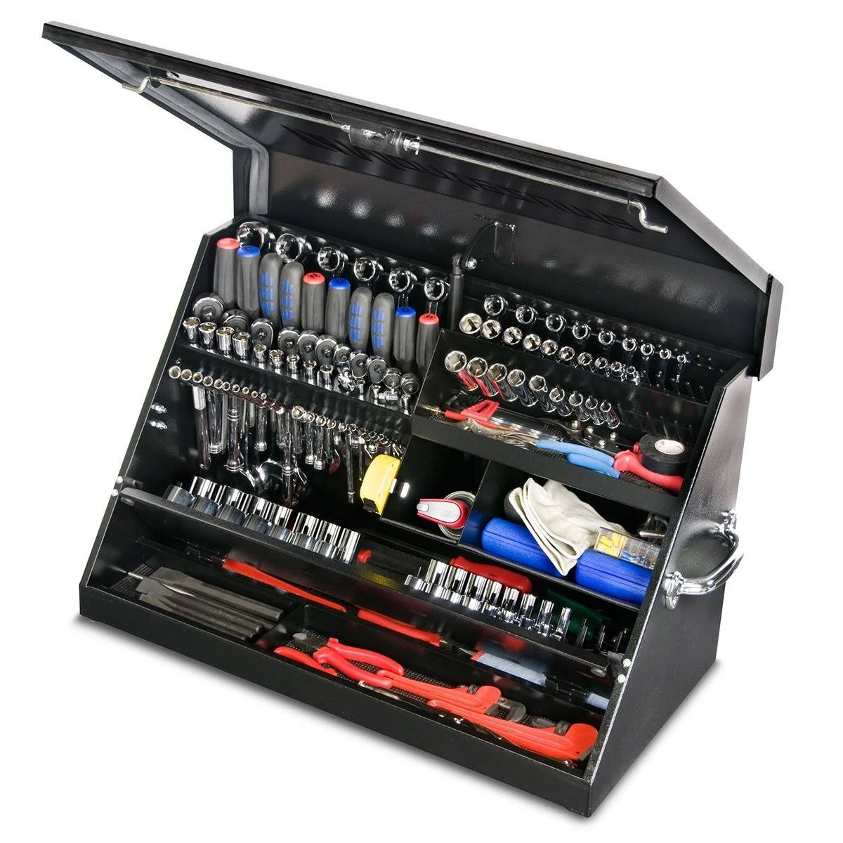 Montezuma ME300B Steel Triangle Toolbox, Black, 30x22 x 15x22