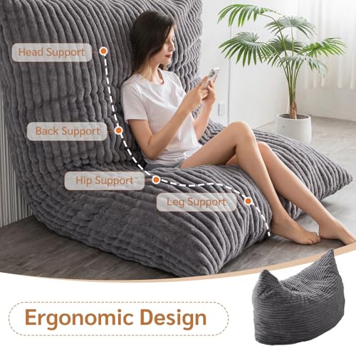 BYBYME 3 in 1 Bean Bag Chairs, Bean Bag Bed for Adults High-Density Foam Filling, Convertible Sofa Bed Faux Fur, Giant Bean Bag Chairs for Adults
