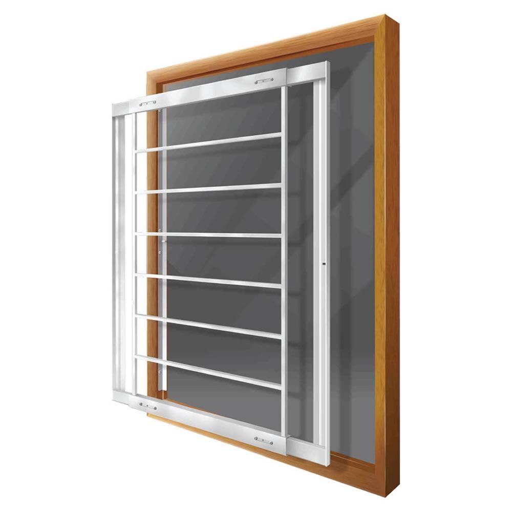 Removable 29 in. to 42 in. Adjustable Width 8-Bar Window Guard, White