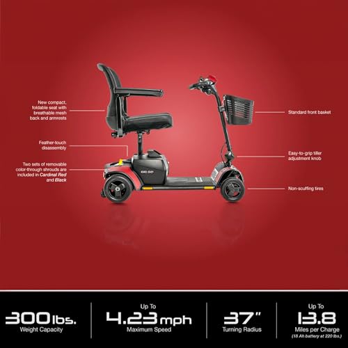 Pride Mobility Go Go Elite Traveller 2 4-Wheel Scooter - Travel Mobility for Adults, 18 Ah Battery, 300 Lbs Weight Capacity, 17"x17" Foldable Seat, Iceberg Blue - SC442E w/18AH