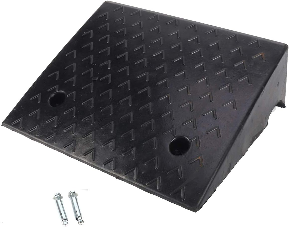 MYOYAY 5.9'' Rise Rubber Curb Ramp Heavy Duty Threshold Kerb Ramp 10 Tons Car Slope Ramp for Loading Dock Bike Vehicle Warehouse Driveway Sidewalk Wheelchair 5.9 x 15.7 x 18.7in (1PC)