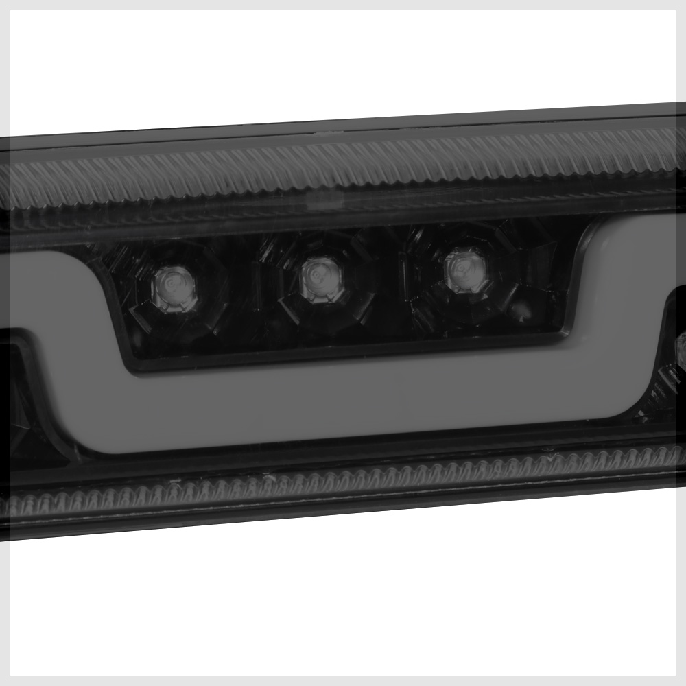 NUVISION For 1993-2016 Ford Ranger F250 F350 F450 Rear LED 3rd Third Brake Light Tail Stop Lamp Black Housing Smoked Lens 12 13 14 15