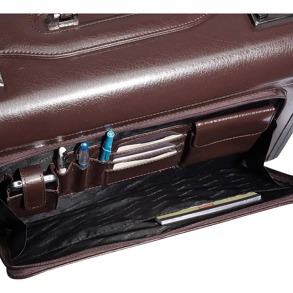 Mancini Leather Goods Wheeled Laptop Catalog Case Black