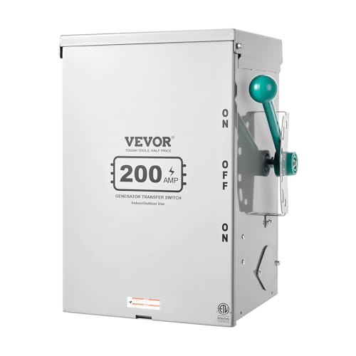 VEVOR 200A Generator Transfer Switch, 48000W Manual Transfer Switch, Heavy Duty Double-Throw Power 120/240V, Meeting NEMA 3R Standards, for Outdoor, Indoor, and Portable Generator ETL Certification