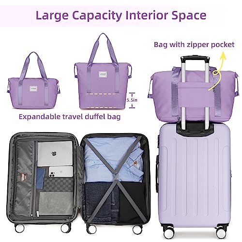 LARVENDER Luggage Sets 6 Piece, Expandable Luggage Set Clearance for Women, Suitcases with Wheels, Hardside Hard Shell Travel Luggage with TSA Lock (Green Grey, 6pcs)