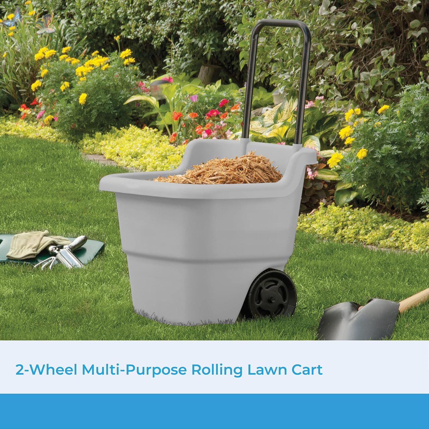 VEVOR 900 lb Steel Garden Cart Bundle with Suncast 15.5 Gallon Multi-Purpose Resin Cart