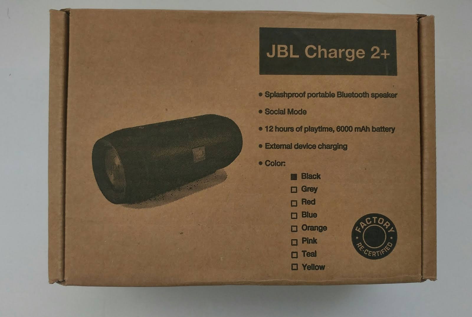 JBL Charge 2+ Splashproof Portable Wireless Bluetooth Speaker - Black
