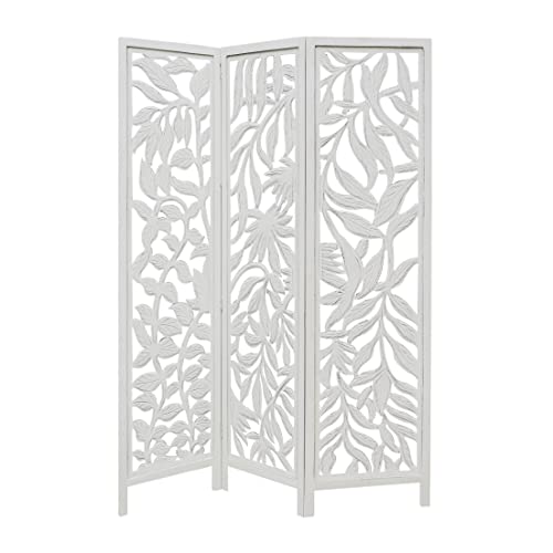 Room Divider Wood Screen - Ghanti Bells Antique Brown - 4 Panel Folding 72 x 80 - Assembled Hand Carved Decorative Functional Versatile Portable Partition Reversible Privacy Boho - COTTON CRAFT