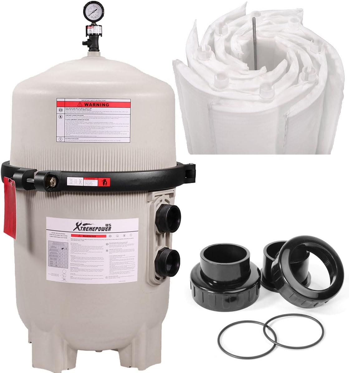 XtremepowerUS Pool Filter for In-Ground Pool Spa Diatomaceous Earth DE Pool Filter, 48 Sq. Ft. 96 Gallons Per Minute Pool Filter