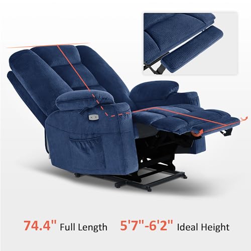 MCombo Small Power Lift Recliner Chair with Massage and Heat for Petite People, Cup Holders, USB Ports, Side Pockets, Fabric 7569 (Small-Regular, Brown)