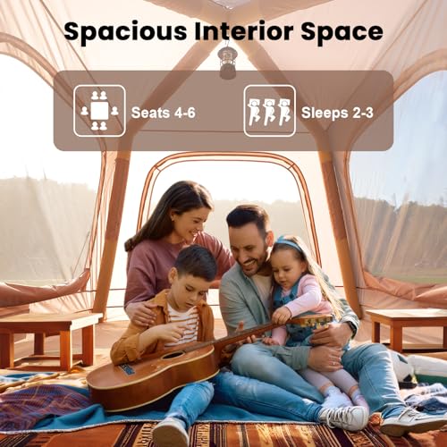 Inflatable Tents for Camping, Blow Up Tent with Hand Pump, Easy Setup Inflatable Hot Tent with Stove Jack, Waterproof Oxford Air Glamping Tents for Camping Adult 4-6 Person