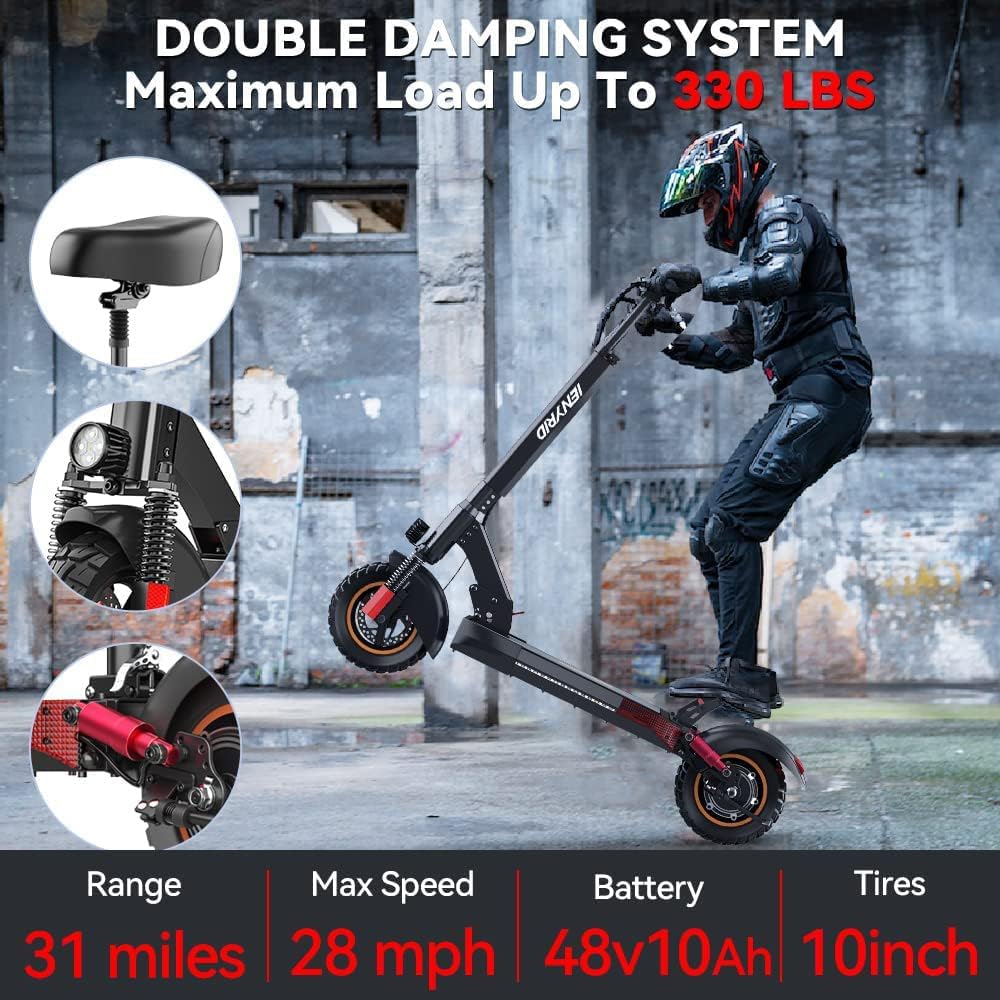 Electric Scooter for Adults,Electric Scooter with Seat,E Scooter Commuting with 10 inch Air Tire 600W Motor,31 Miles Max Range & 28 Mph Top Speed