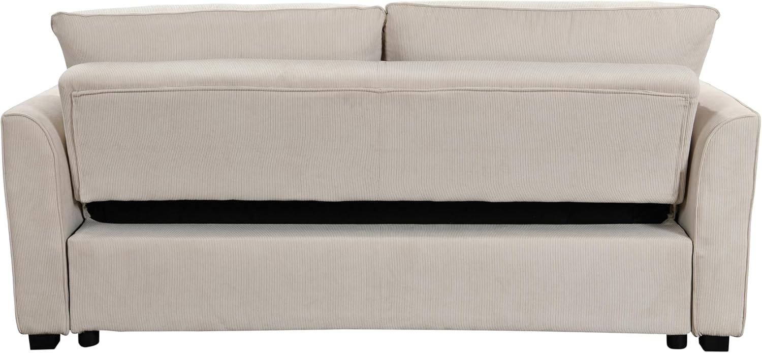 78 Inch 3 in 1 Convertible Sleeper Sofa Bed, Modern Fabric Loveseat Futon Sofa Couch w/Pullout Bed, Small Love Seat Lounge Sofa w/Reclining Backrest, Furniture for Living Room,Beige