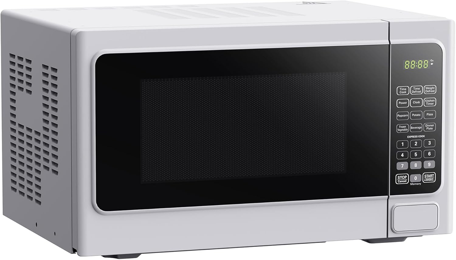 Black+Decker Compact 1000 Watt LED Display Countertop Small Microwave Oven with Turntable, Digital Controls, 6 Cooking Modes, White