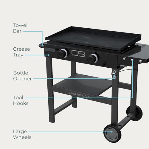 Charbroil® 28" Performance Series™ Propane Gas Griddle with Cart 2 Burner Flat Top Grill, Black 463459924