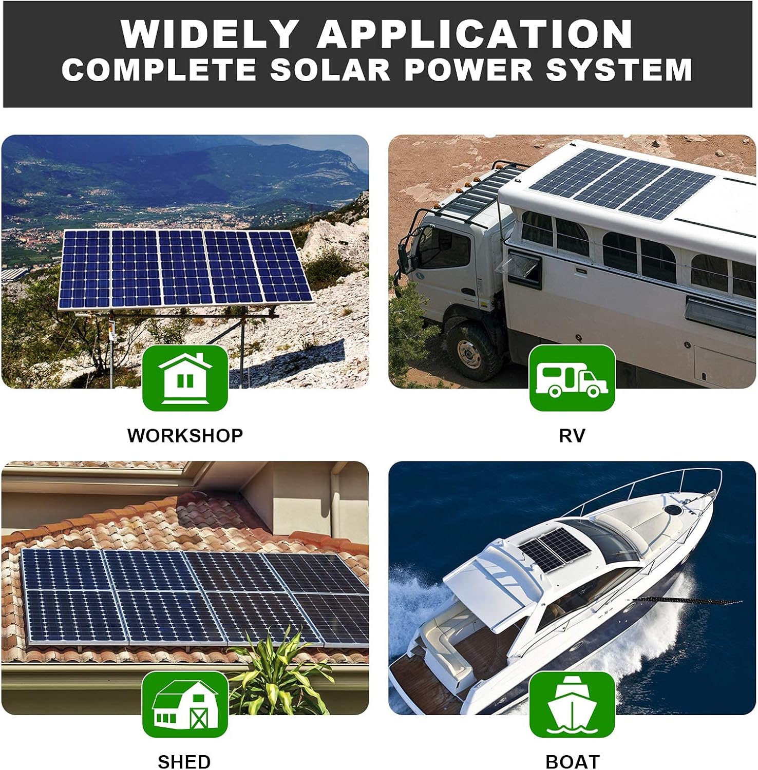 ECO-WORTHY 400 Watt 24 Volt Solar Panel Kit Off Grid with 4pcs 100W Solar Panels + 60A Charge Controller + Accessories Needed for RV, Cabins, Caravan, Shed，etc