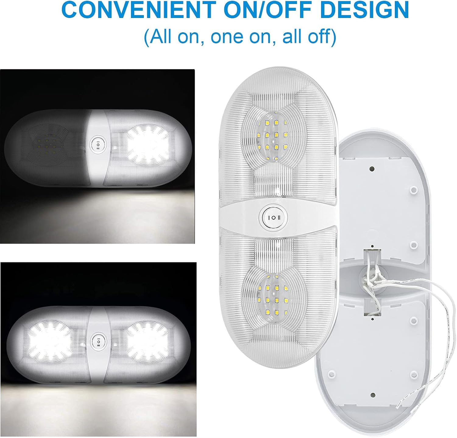 Miady RV Interior Light 650 Lumens 12V RV LED Ceiling Dome Light with ON/Off Switch for Car/RV/Trailer/Camper/Boat, Natural White 4000-4500K, 60X2835SMD (Pack of 5)