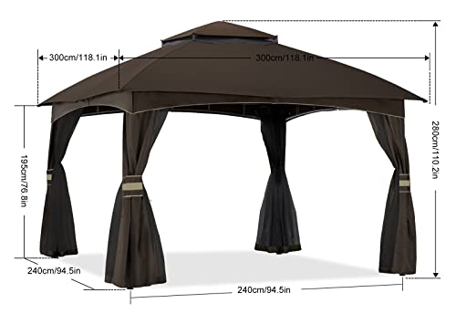 ABCCANOPY 8x8 Outdoor Gazebo - Patio Gazebo with Mosquito Netting, Outdoor Canopies for Shade and Rain for Lawn, Garden, Backyard & Deck (Dark Gray)