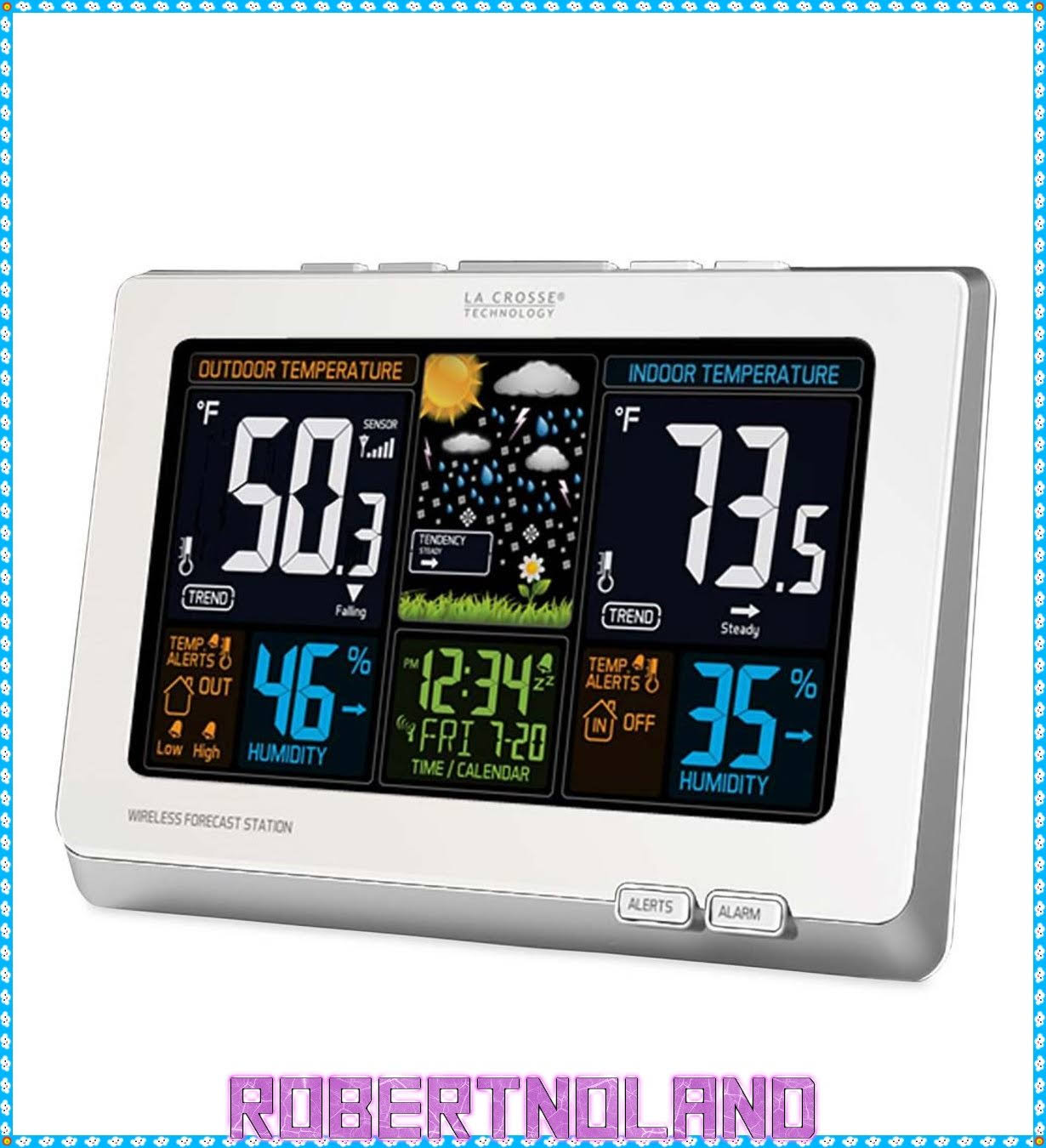 La Crosse Technology Wireless Atomic Digital Color Forecast Station with Alerts, White