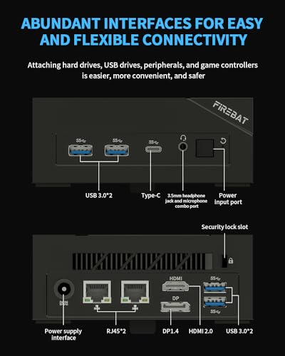 AM02 Mini PC, Intel N100 Mini PC(4C/4T,3.4GHz), 16GB LPDDR5 512GB M.2 SSD, Windows 11 Desktop Computer 4K Dual HDMI Display/USB3.2/WiFi 6/BT5.2/RJ45 1000M